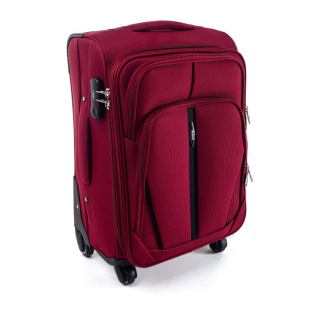 Tmavě červený nepromokavý cestovní kufr "Practical" s expanderem - 3 velikosti