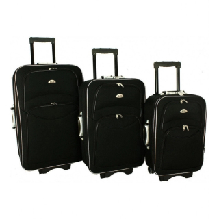 Set 3 černých cestovních kufrů "Standard" - vel. M, L, XL