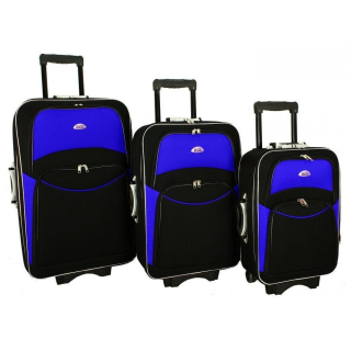 Set 3 modro-černých cestovních kufrů "Standard" - vel. M, L, XL