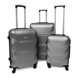 Stříbrná sada 3 luxusních skořepinových kufrů "Luxury" - vel. M, L, XL